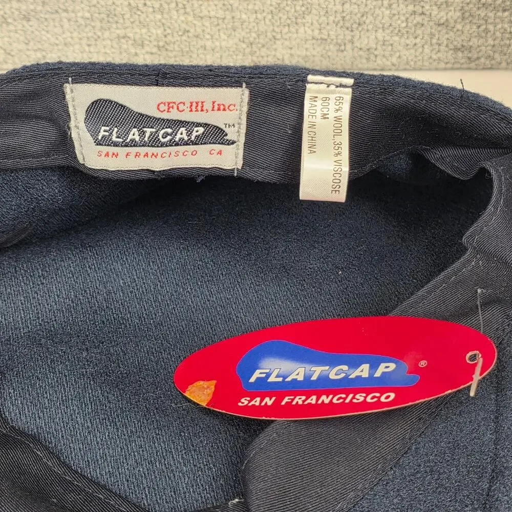 UC CAL BERKLEY x CPC III, INC. VINTAGE 80's NAVY WOOL BLEND FLAT CAP SIZE 7 1/2